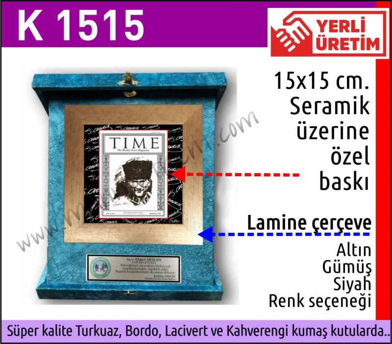 K 1515 KADİFE KUTULU SERAMİK PLAKET