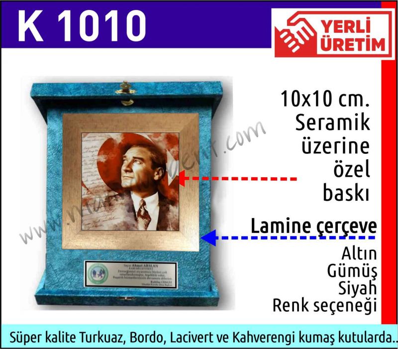 K 1010 KADİFE KUTULU SERAMİK PLAKET